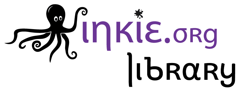 Cartoon image of a squid next to the words "inkie.org library"